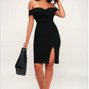 Lulu’s Black Off-Shoulder Bodycon Mini Dress